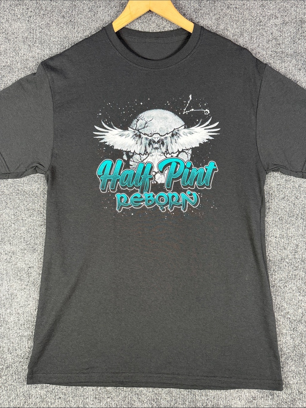 Half Pint Reborn Men's Medium MMA Skull Wings Graphic T Shirt Black
